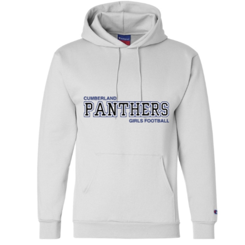 CUMBERLAND PANTHERS GIRLS FOOTBALL CHAMPION COTTON HOODIE – WHITE
