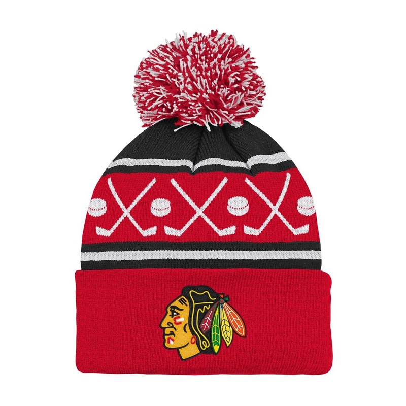 Outerstuff Hat Face-Off Pom Yth Chicago Blackhawks