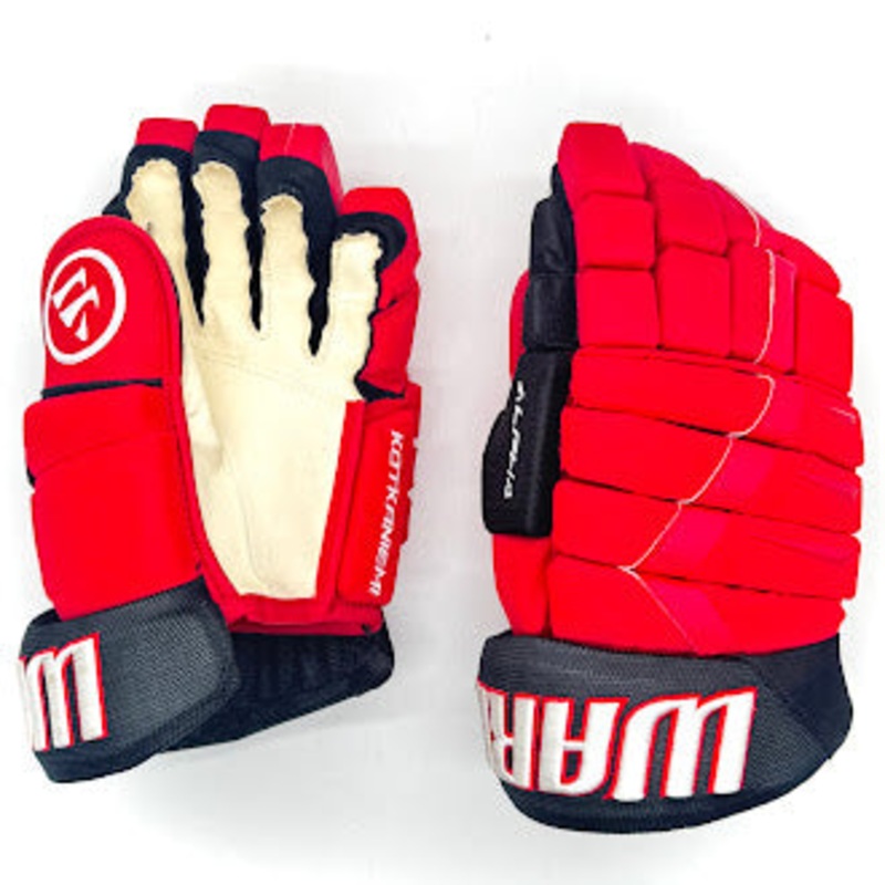 Warrior Alpha FR Pro – NHL Used Pro Stock Glove – Jesperi Kotkaniemi (Red/Black)
