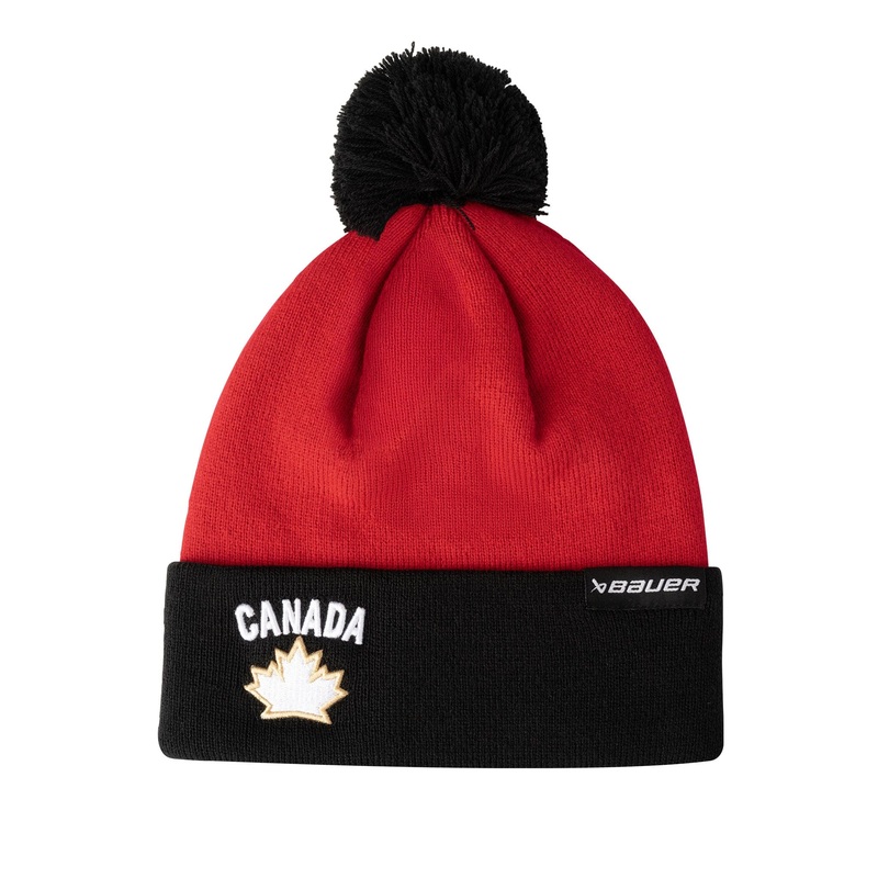 Bauer Hockey Canada TwoTone Pom Knit Toque – Black / Red