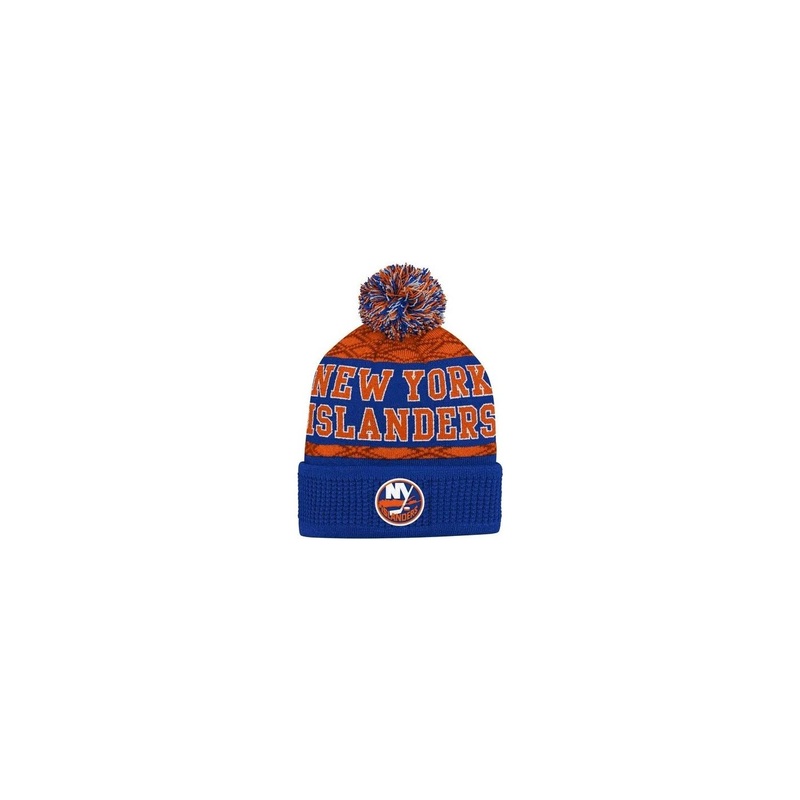 Outerstuff Hat Puck Pattern Cuffed Pom New York Islanders