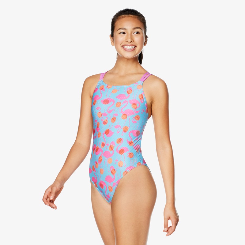 PRINTED DOUBLE STRAP ONE PIECE
