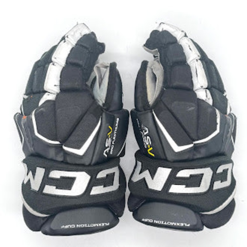 CCM AS-V Pro – Used Pro Stock Hockey Gloves (Black/White)