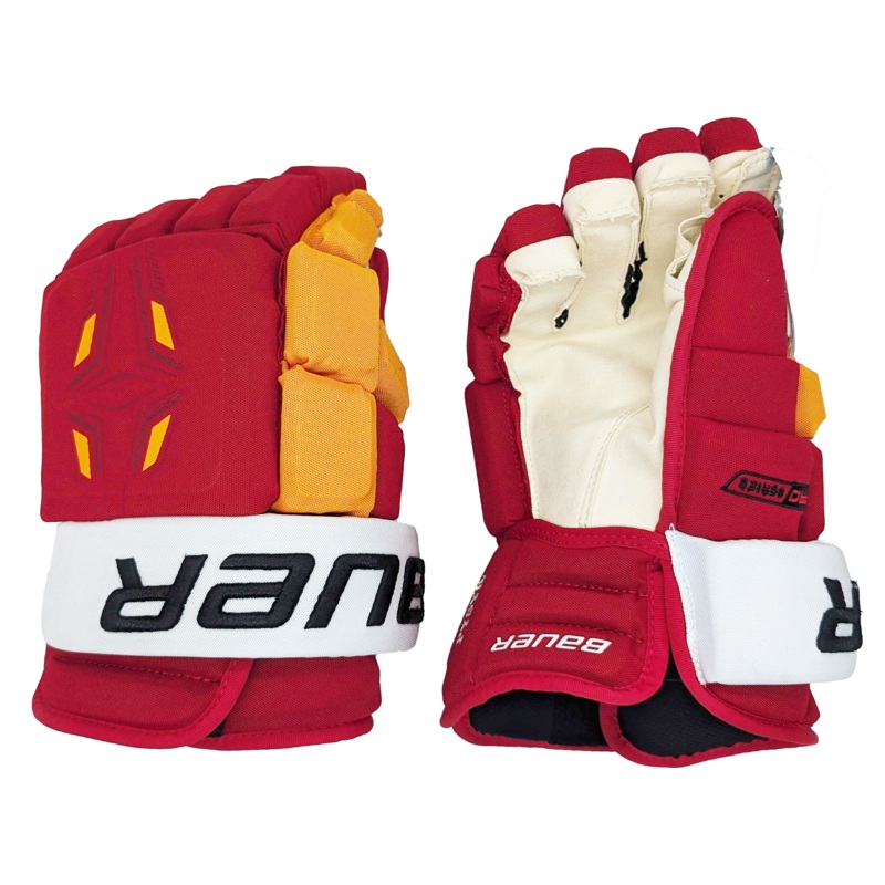 Bauer Pro Series – NHL Pro Stock Glove – Calgary Flames (Red/Yellow/White)