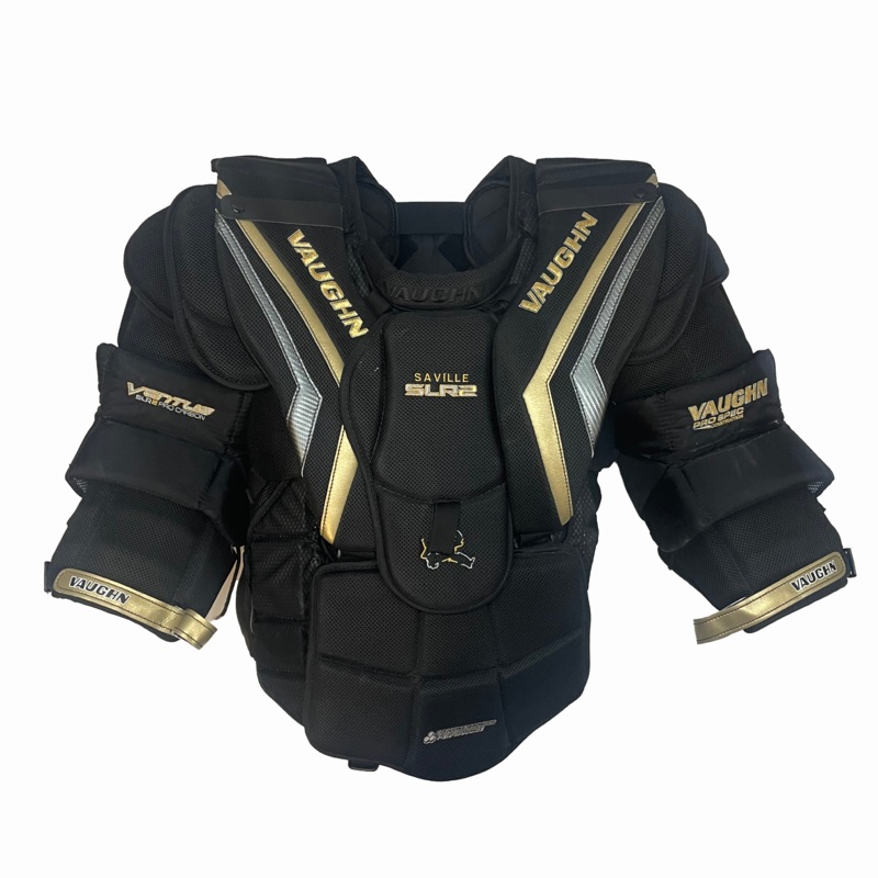Vaughn Ventus SLR2 Pro Carbon – Used Pro Stock Goalie Chest Protector (Black/Gold)