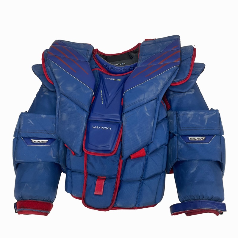 Bauer Vapor Hyperlite – Used Pro Stock Goalie Chest Protector (Blue/Red)