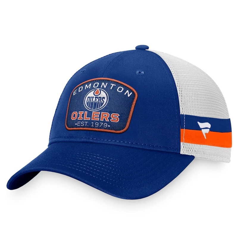 Fanatics Fundamental Structured Trucker w/Stripes Hat – Edmonton Oilers