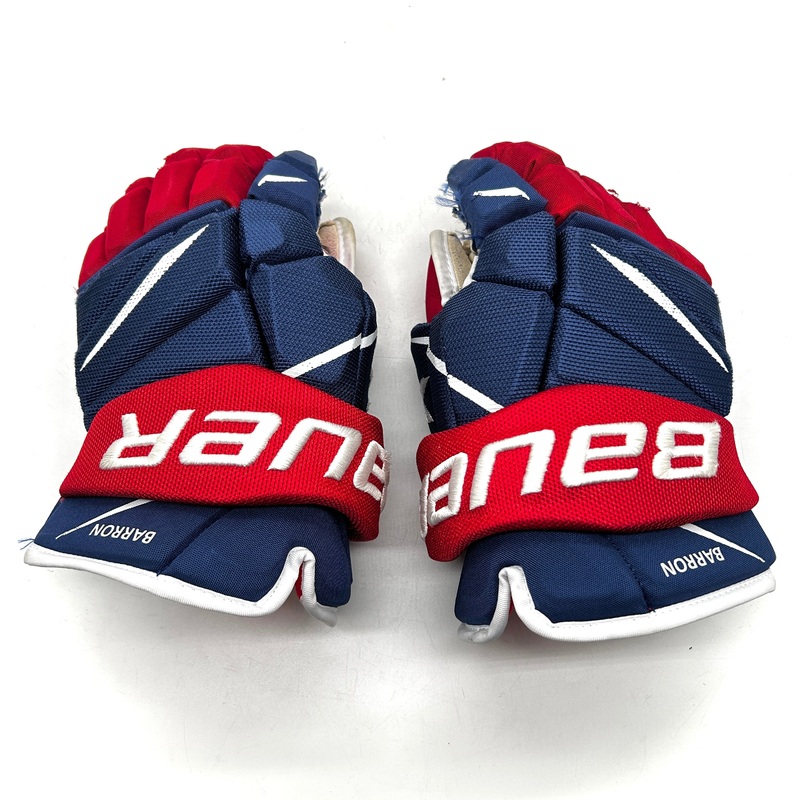 Bauer Vapor 2X Pro – Used NHL Pro Stock Glove – Justin Barron (Blue/Red/White)