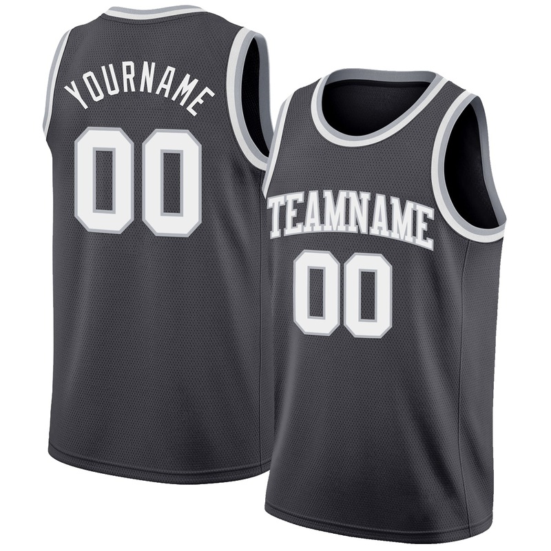 Custom Steel Gray White-Gray Authentic Basketball Jersey