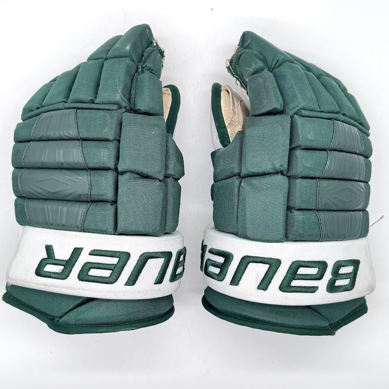 Used – Bauer Pro Series –  NCAA Pro Stock Hockey Glove (Green/White)