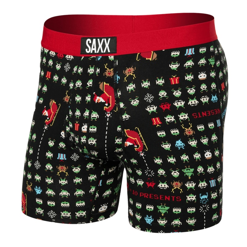 Saxx Ultra Boxers – Sleigh Invaders – Black