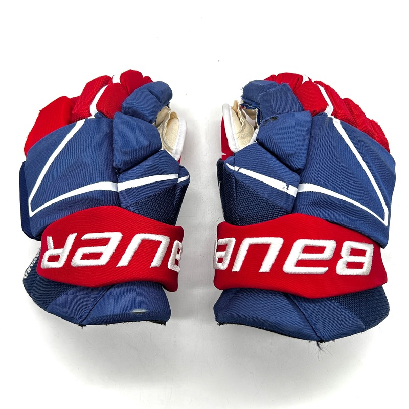 Bauer Vapor Hyperlite – Used NHL Pro Stock Glove – David Savard (Blue/Red/White)