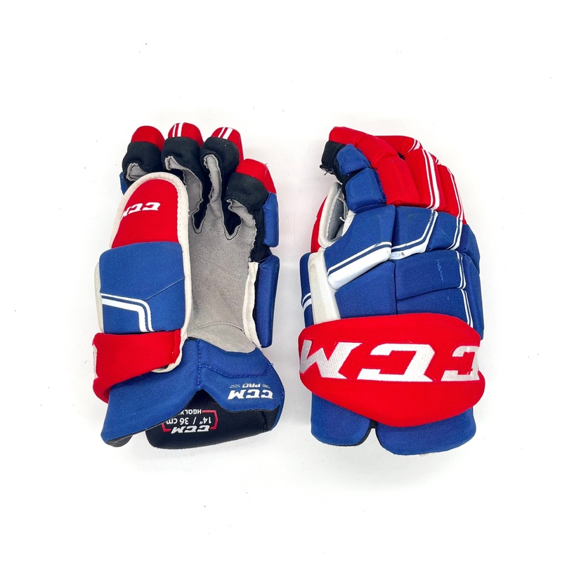 CCM HGQLXP – Used NHL Pro Stock Glove – Montreal Canadiens (Blue/Red/White)