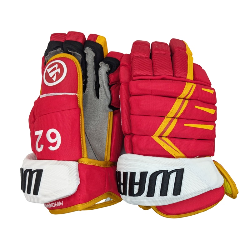Warrior Alpha DX – NHL Pro Stock Glove – Daniil Miromanov (Red/Yellow)
