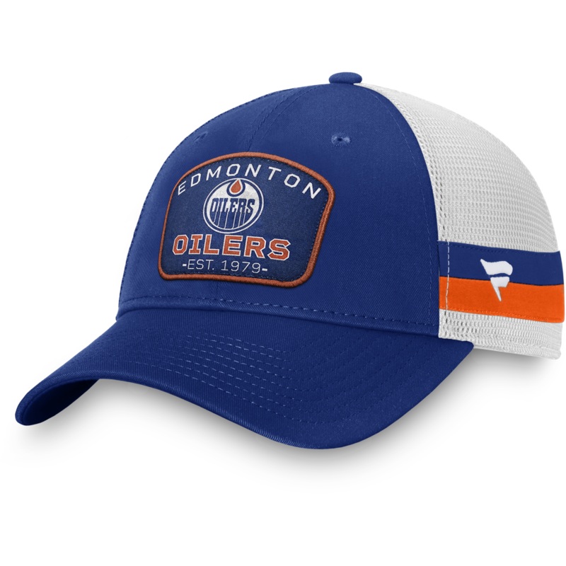 Edmonton Oilers Fundamental Striped Trucker Adjustable Hat