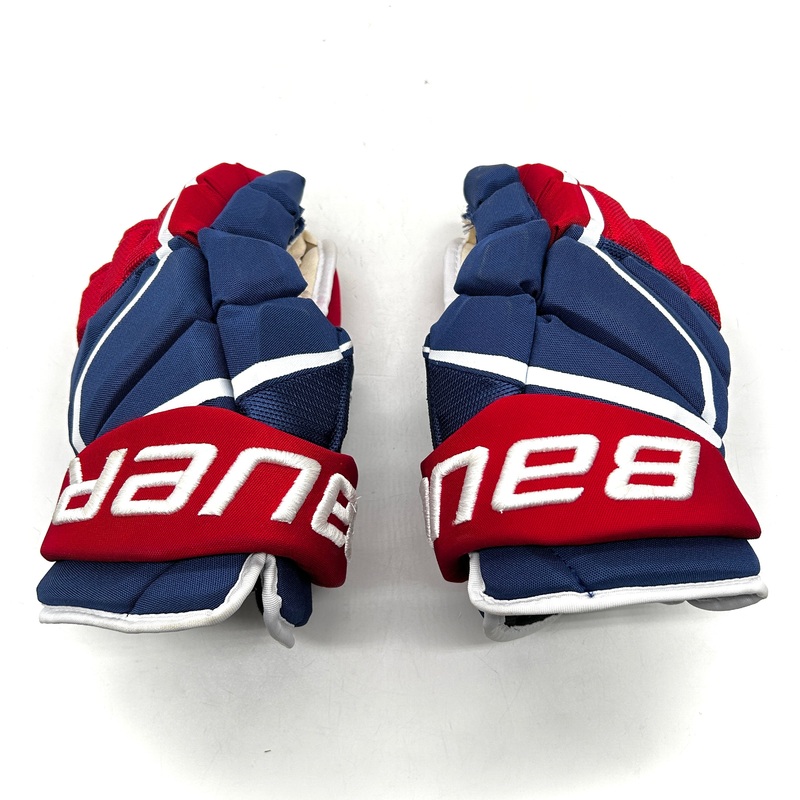 Bauer Vapor Hyperlite – Used NHL Pro Stock Glove – Chris Wideman (Blue/Red/White)