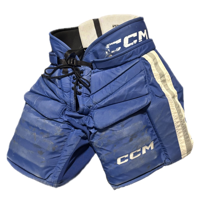 CCM HPG12A – Used Pro Stock Hockey Goalie Pants (Blue/White/Grey)