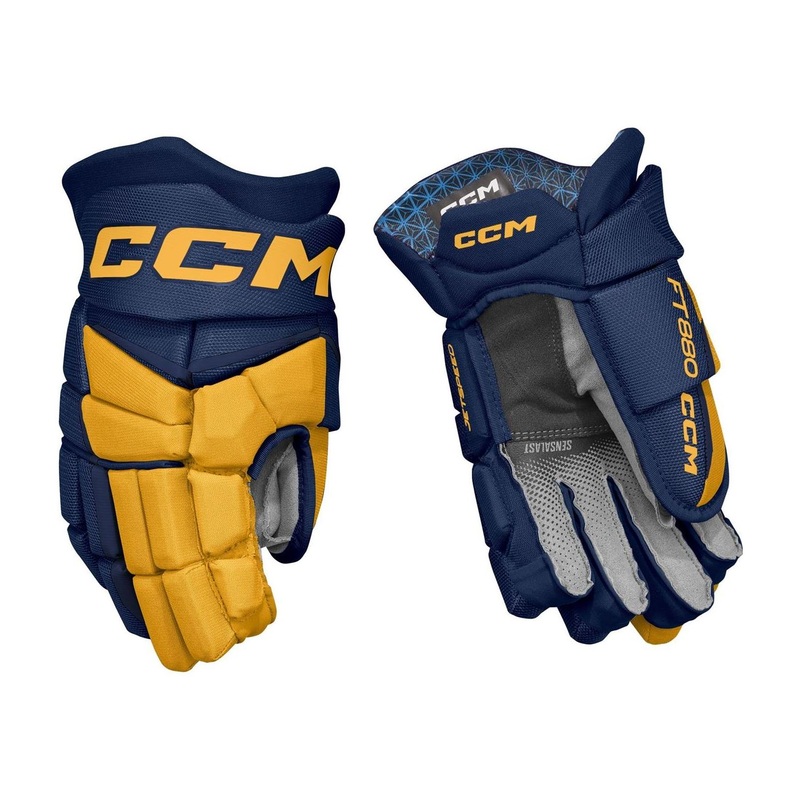 CCM Glove Jetspeed FT880 Sr Navy/Sunflower