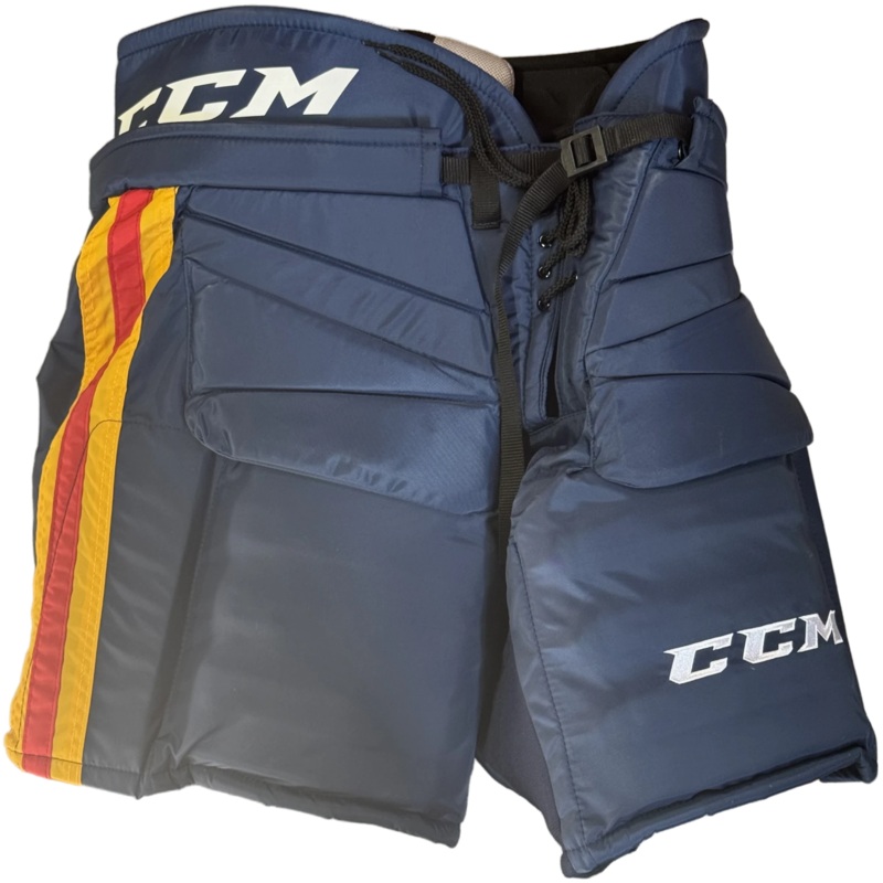 CCM HPG12A – New Pro Stock Hockey Goalie Pants (Navy/Yellow/Red)