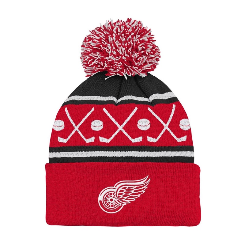 Outerstuff Hat Face-Off Pom Yth Detroit Red Wings
