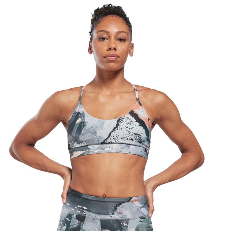Reebok Lux Strappy Allover Print Bold Bra – Women