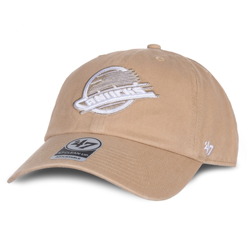 47 Brand NHL Clean Up Khaki Adjustable Hat – Vancouver Canucks Skate Third