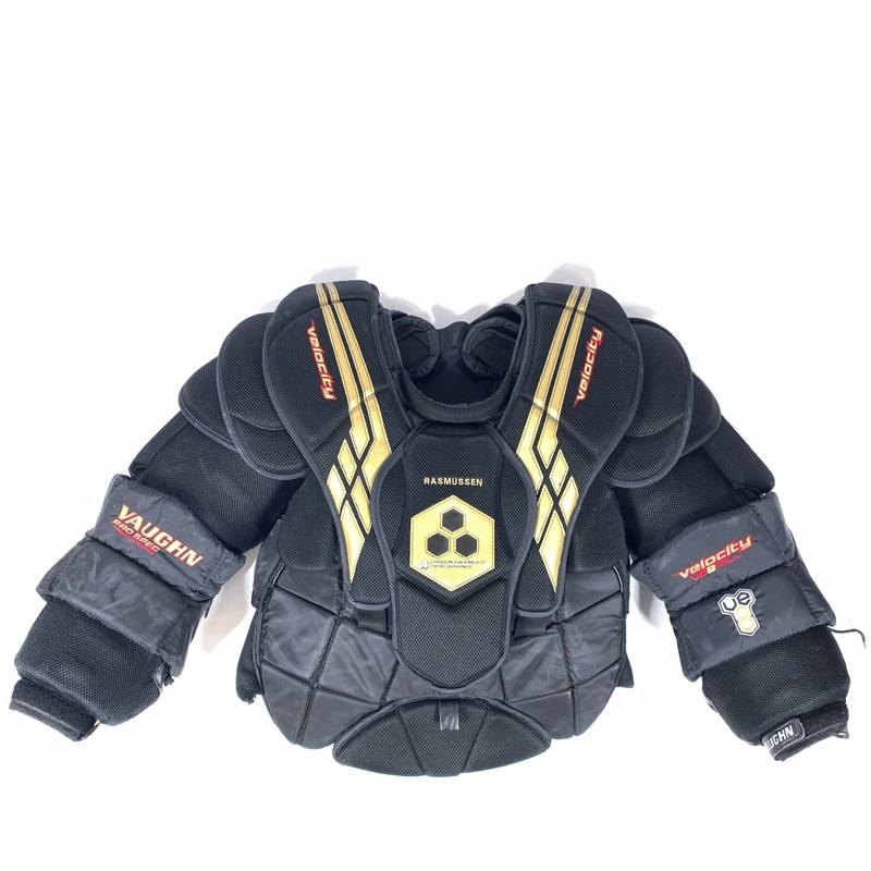 Vaughn VE8  – Used Pro Stock Goalie Chest Protector (Black/Gold)