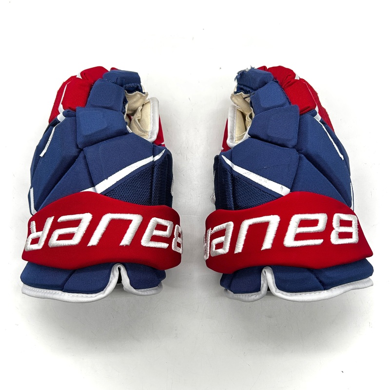 Bauer Vapor Hyperlite – Used NHL Pro Stock Glove – Justin Barron (Blue/Red/White) #3