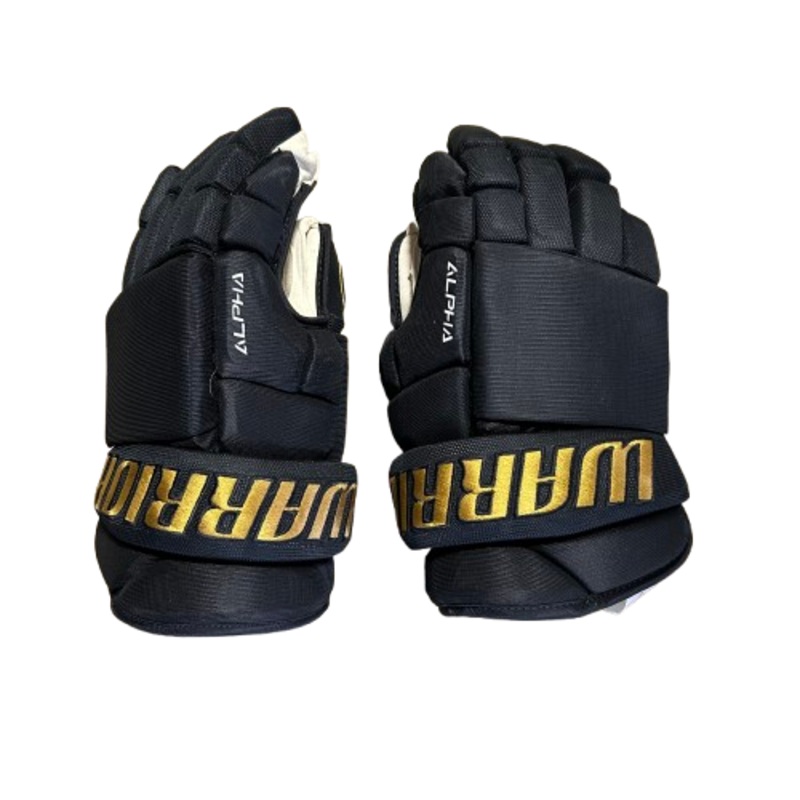 Warrior Alpha Pro – Used ECHL Pro Stock Hockey Glove (Black/Gold)