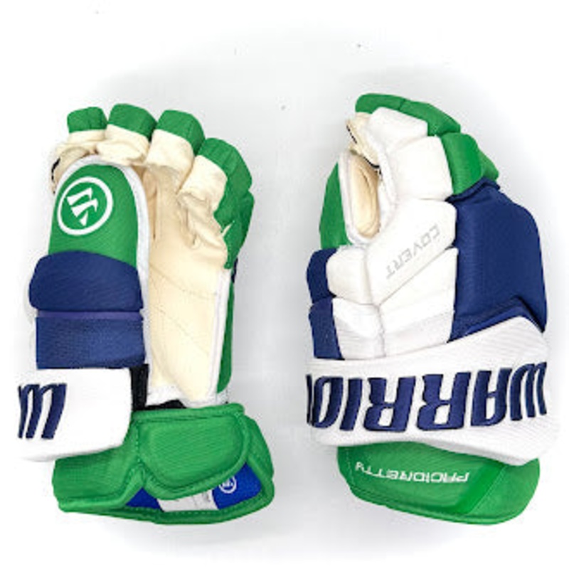 Warrior Covert QR1 Pro – NHL Pro Stock Glove – Brendan Lemieux (Blue/Green/White)