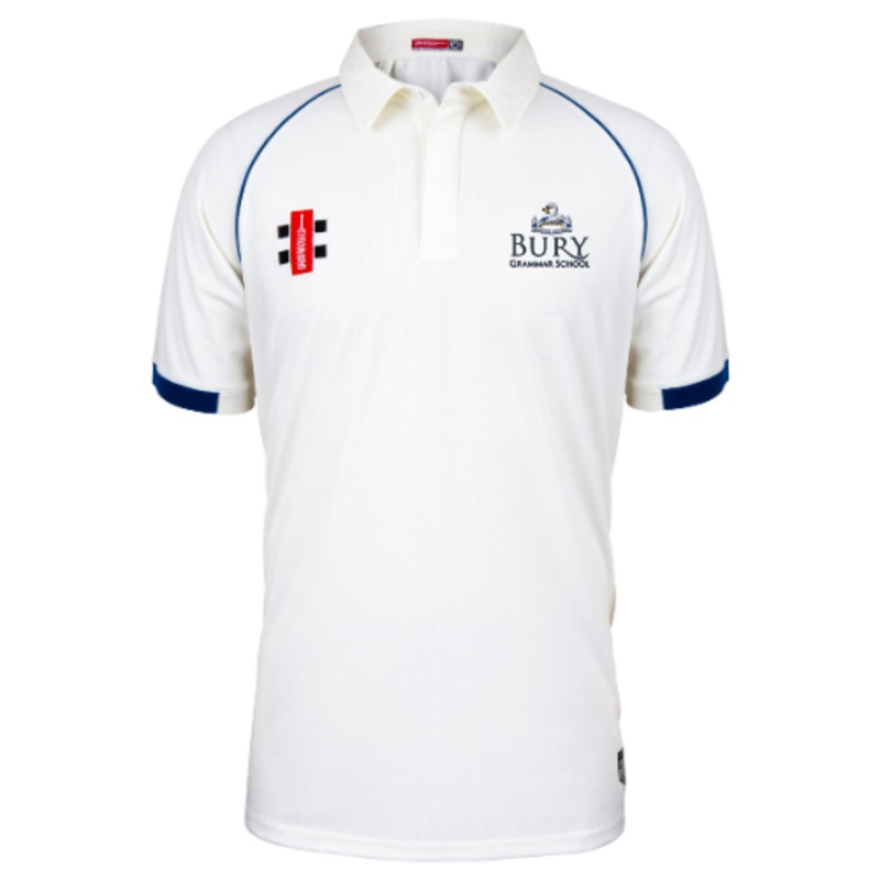 Bury Grammar School Child’s Ivory / Navy Matrix V2 S/S Shirt-Junior