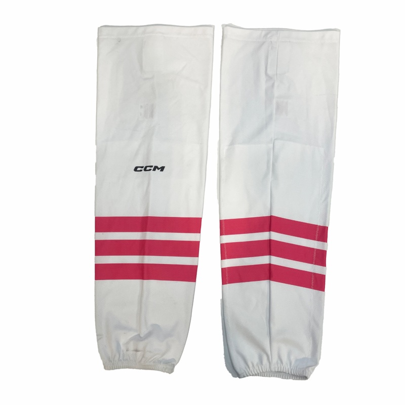 WHL – Used CCM Hockey Socks (White/Pink)