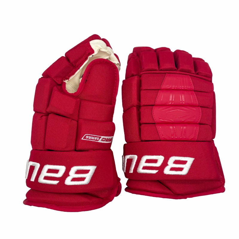 Bauer Pro Series – NCAA Pro Stock Hockey Gloves (Red)