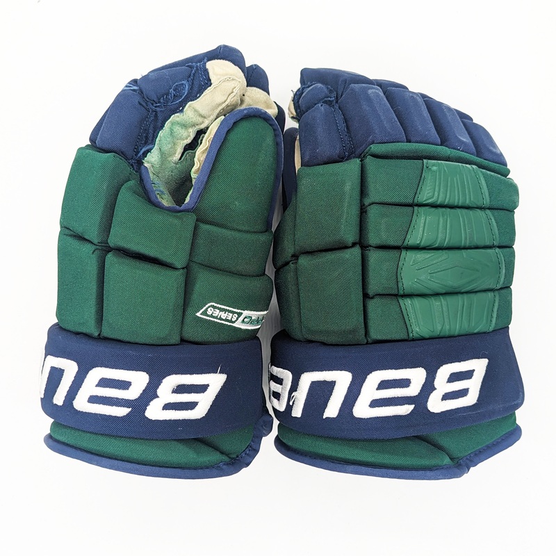 Bauer Pro Series – Used NCAA Pro Stock Glove (Green/Blue)