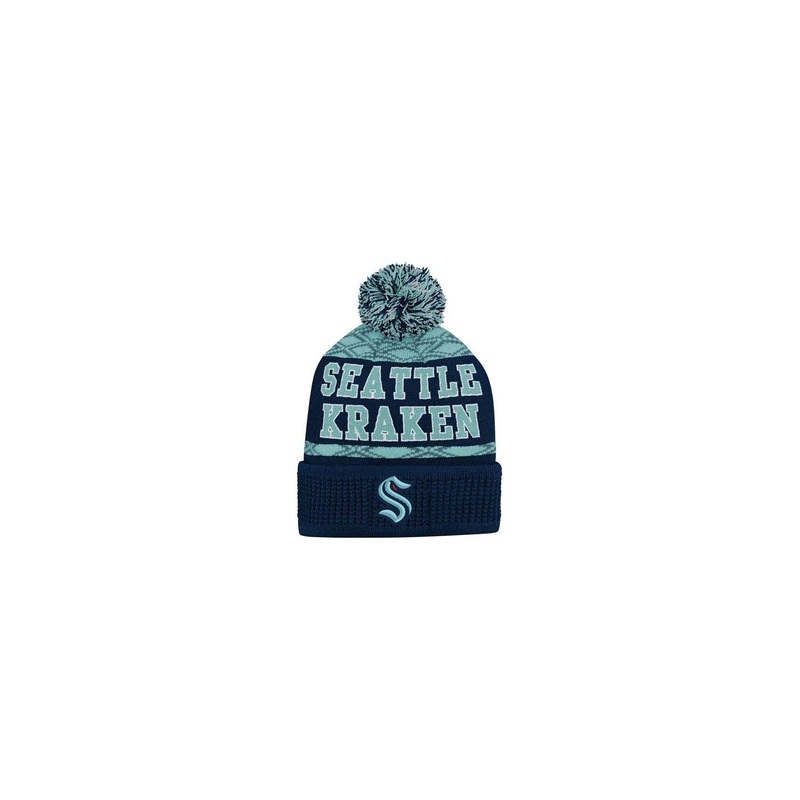 Outerstuff Hat Puck Pattern Cuffed Pom Seattle Kraken