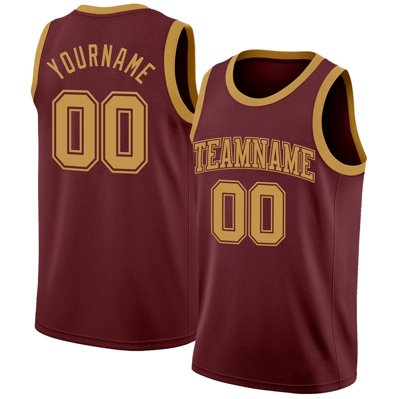 Custom Burgundy Old Gold Authentic Basketball Jersey