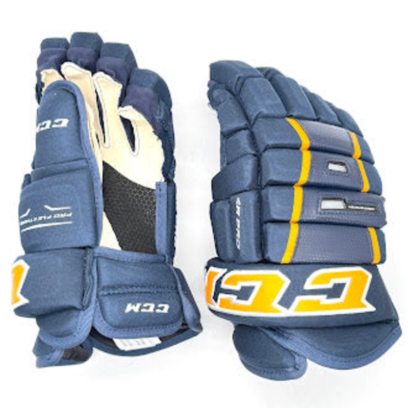 CCM 4 Roll Pro – CHL Pro Stock Hockey Gloves (Navy/Yellow)