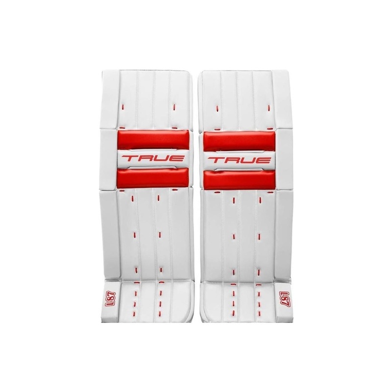 TRUE Goalie Leg Pads Catalyst L87 Int White/Red