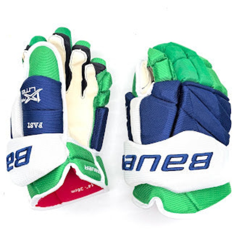 Bauer Vapor 1X Lite Pro – NHL Pro Stock Glove – Jesper Fast (Blue/Green/White)