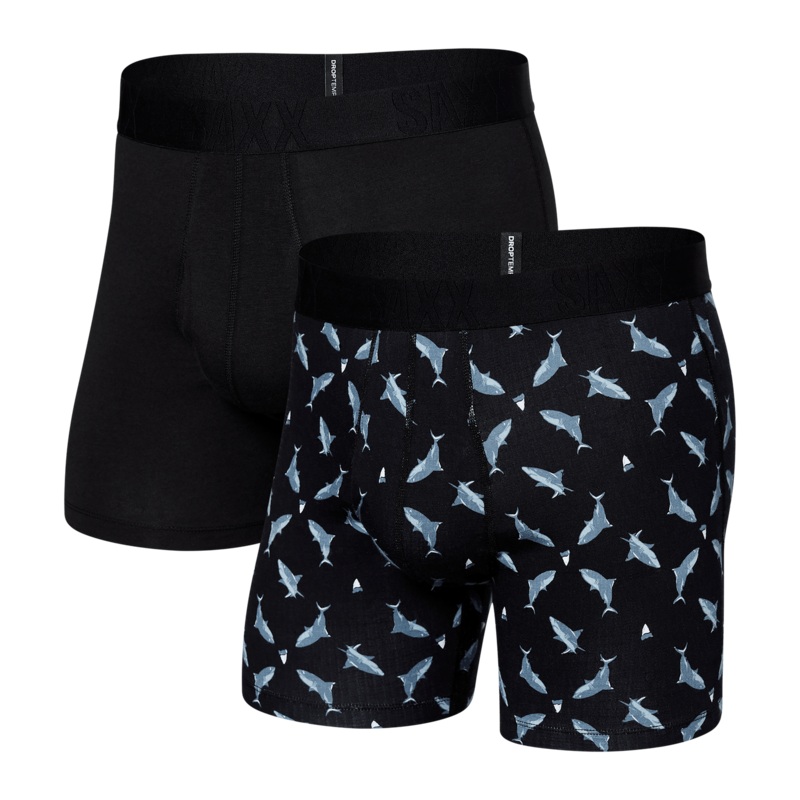 Saxx DropTemp Cooling Cotton Boxers – Shark Tooth / Black (2 Pack)