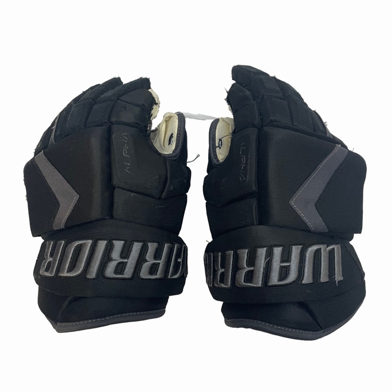 Warrior Alpha – Used ECHL Pro Stock Glove (Black/Grey)