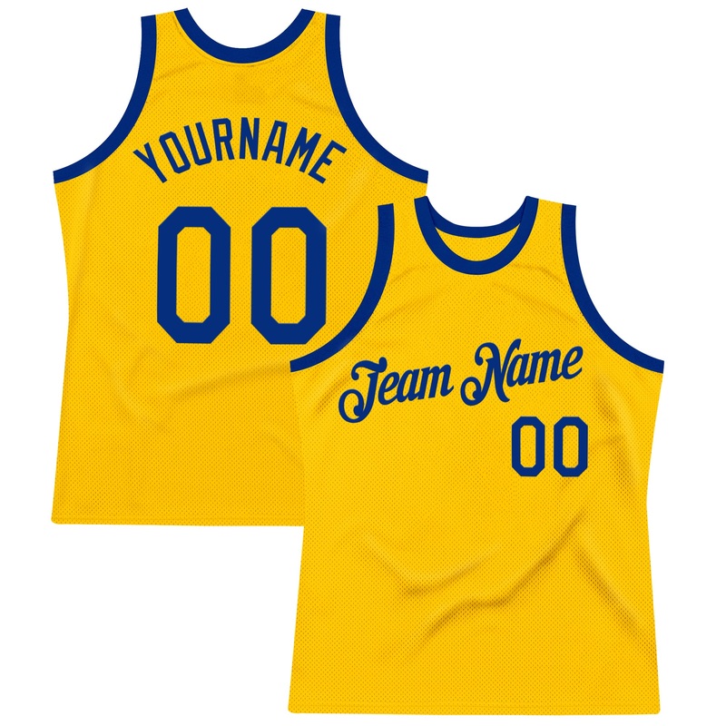 Custom Gold Royal Authentic Throwback Basketball Jersey