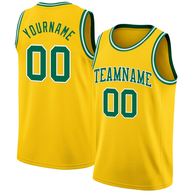 Custom Yellow Kelly Green-White Authentic Basketball Jersey