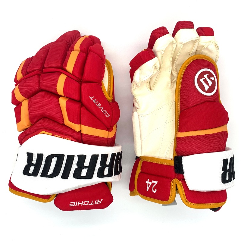 Warrior Covert QRL Pro – NHL Pro Stock Glove – Brett Ritchie (Red/Yellow/White