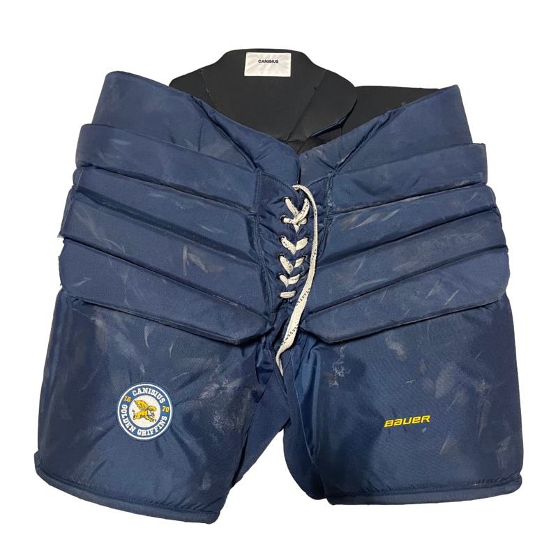 Bauer – Used NCAA Pro Stock Goalie Pants (Navy/White/Yellow)