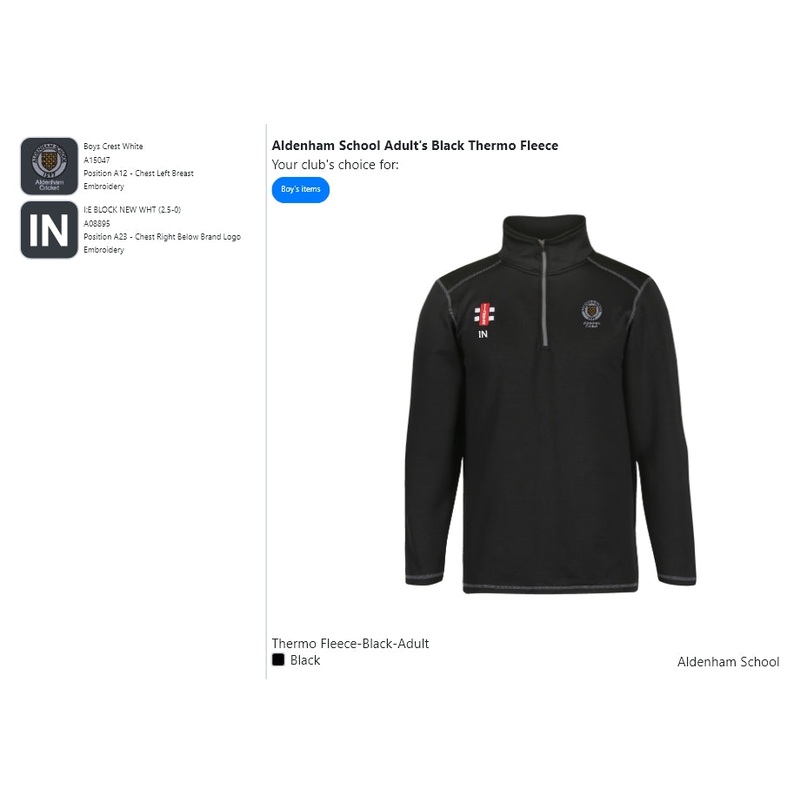 Aldenham School Adult’s Black Thermo Fleece
