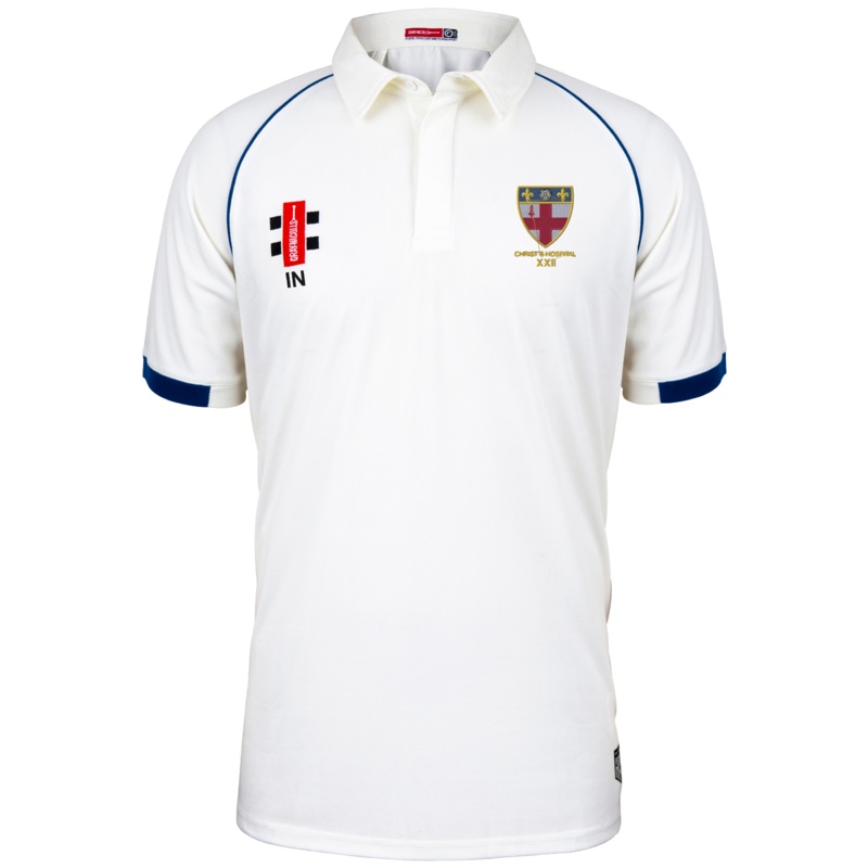 Christ’s Hospital School Student Senior’s Ivory / Navy Matrix V2 S/S Shirt CRICKET XXII