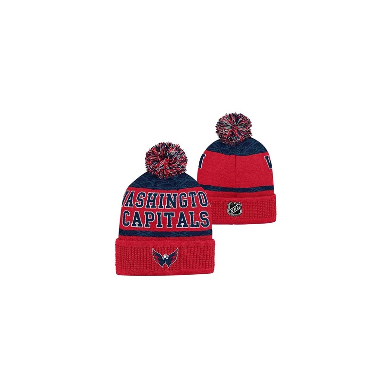 Outerstuff Hat Puck Pattern Cuffed Pom Washington Capitals