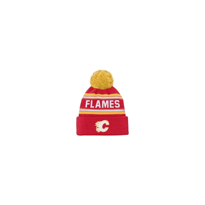 Outerstuff Hat Jacquard Pom Beanie Calgary Flames