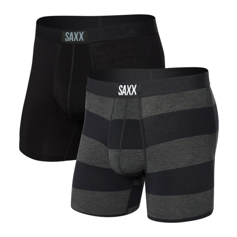Vibe 2 Pack Boxer Brief – Graphite Ombre Rugby/Black